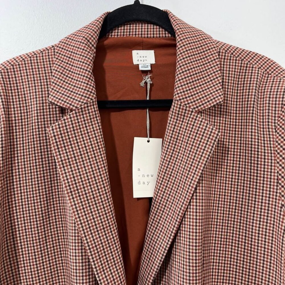A New Day NWT Boyfriend Plaid Classic Corpcore Light Academia Blazer [size XL] - Picture 3 of 9